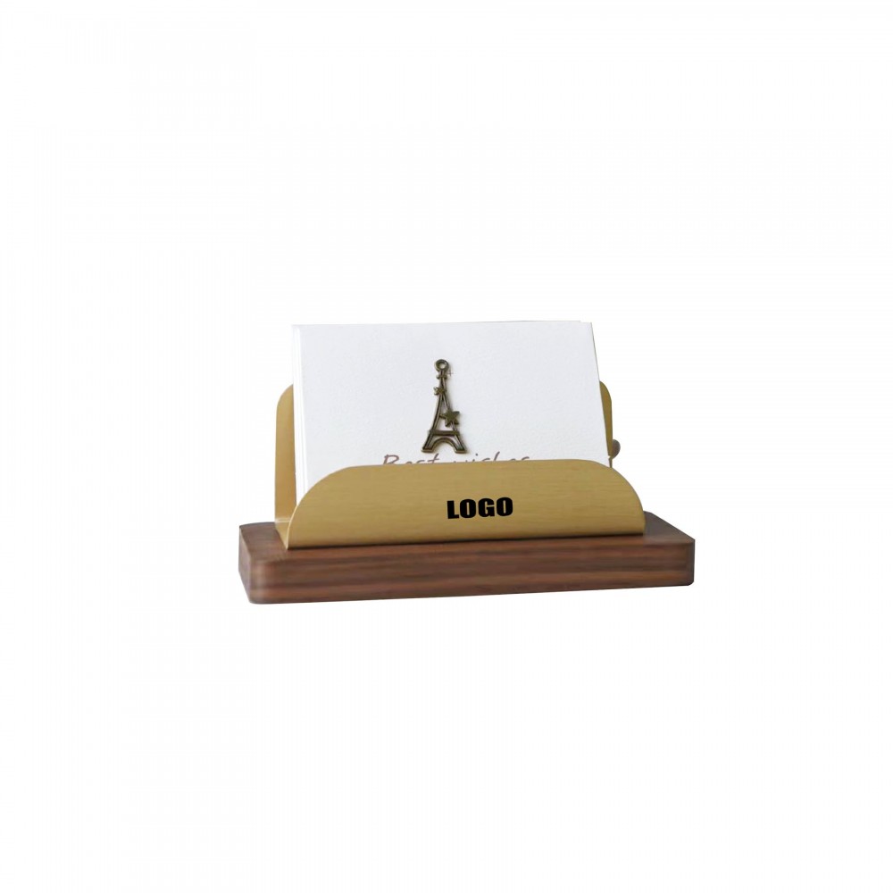 Premium Business Card Holder with Brass Stand and Sturdy Wood Base with Logo Premium Business Card Holder with Brass Stand and Sturdy Wood Base with Logo