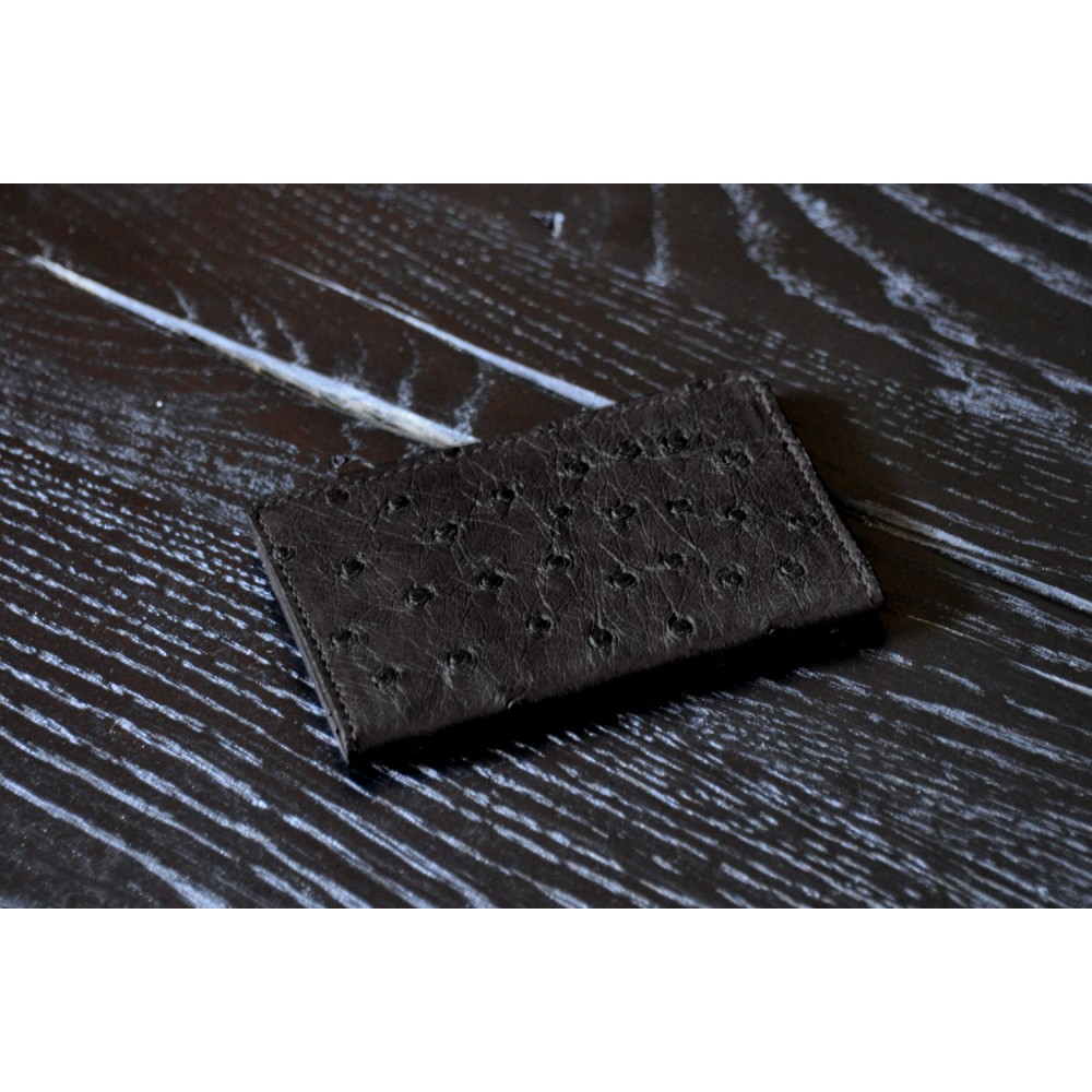Ostrich Leather Business Card Case - Onyx Custom Imprinted Ostrich Leather Business Card Case - Onyx Custom Imprinted