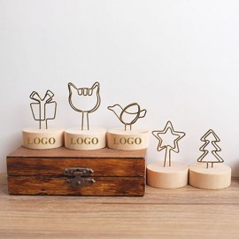 Custom Desk Paper Clip Memo Holder With Wood Or Wooden Base with Logo  Custom Desk Paper Clip Memo Holder With Wood Or Wooden Base with Logo