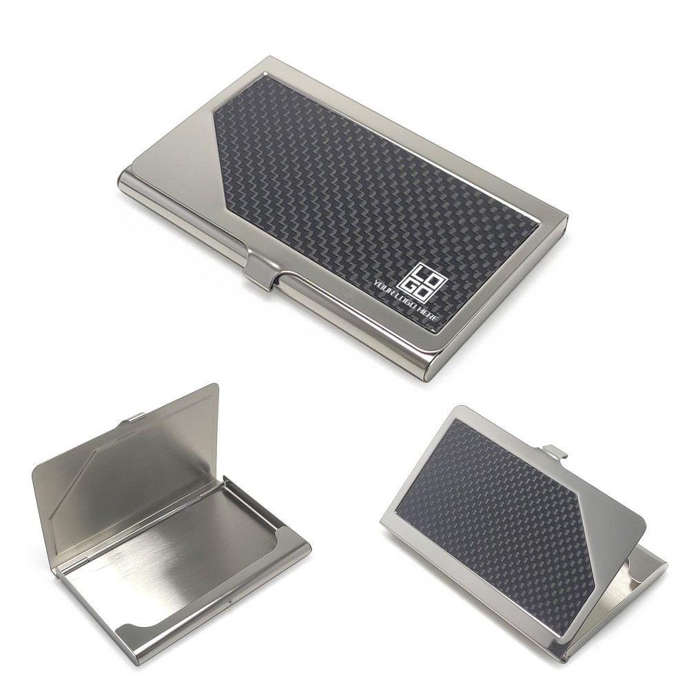 Customized Stainless Steel PU Leather Business Card Holder