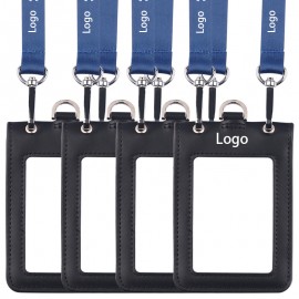 Double Hook Genuine Leather Badge Holder with Logo