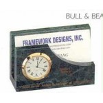 Personalized Green Marble Desk Accessories (Clock/Card Holder)