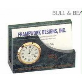 Promotional Green Marble Desk Accessories (Clock/Card Holder)