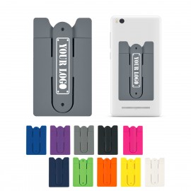 Silicone Phone Wallet With Kickstand & Winder with Logo  Silicone Phone Wallet With Kickstand & Winder with Logo
