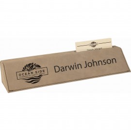 Personalized 10 1/2" Light Brown Laser Engraved Leatherette Desk Wedge with Business Card Holder  Personalized 10 1/2" Light Brown Laser Engraved Leatherette Desk Wedge with Business Card Holder