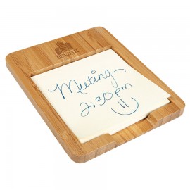3.6" x 4.5" Bamboo Sticky Note Holder with Logo