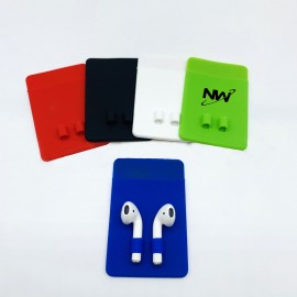 Logo Branded Silicone Phone Wallet With Ear Phone Holder  Logo Branded Silicone Phone Wallet With Ear Phone Holder