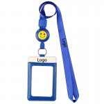 Personalized Genuine Leather Badge Holder with Telescopic Lanyard