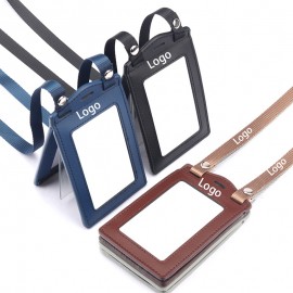 Genuine Leather Badge Holder with 4 Slots with Logo  Genuine Leather Badge Holder with 4 Slots with Logo