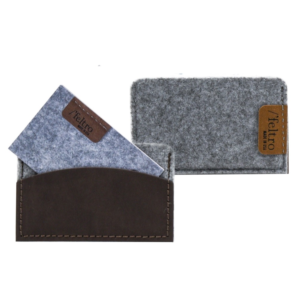Feltro Collection Brief Leather and Felt Business Card Holder with Logo Feltro Collection Brief Leather and Felt Business Card Holder with Logo