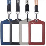 Personalized Genuine Leather Badge Holder with Lanyard