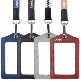 Personalized Genuine Leather Badge Holder with Lanyard  Personalized Genuine Leather Badge Holder with Lanyard