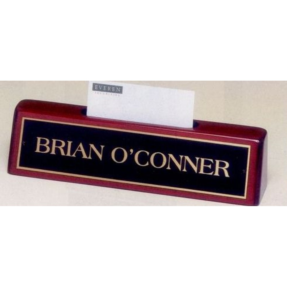 Rosewood Piano Finish Nameplate w/ Business Card Holder with Logo Rosewood Piano Finish Nameplate w/ Business Card Holder with Logo