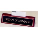 Rosewood Piano Finish Nameplate w/ Business Card Holder with Logo