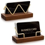 Wooden Desk Business Card Holder with Logo