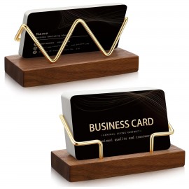 Wooden Desk Business Card Holder with Logo