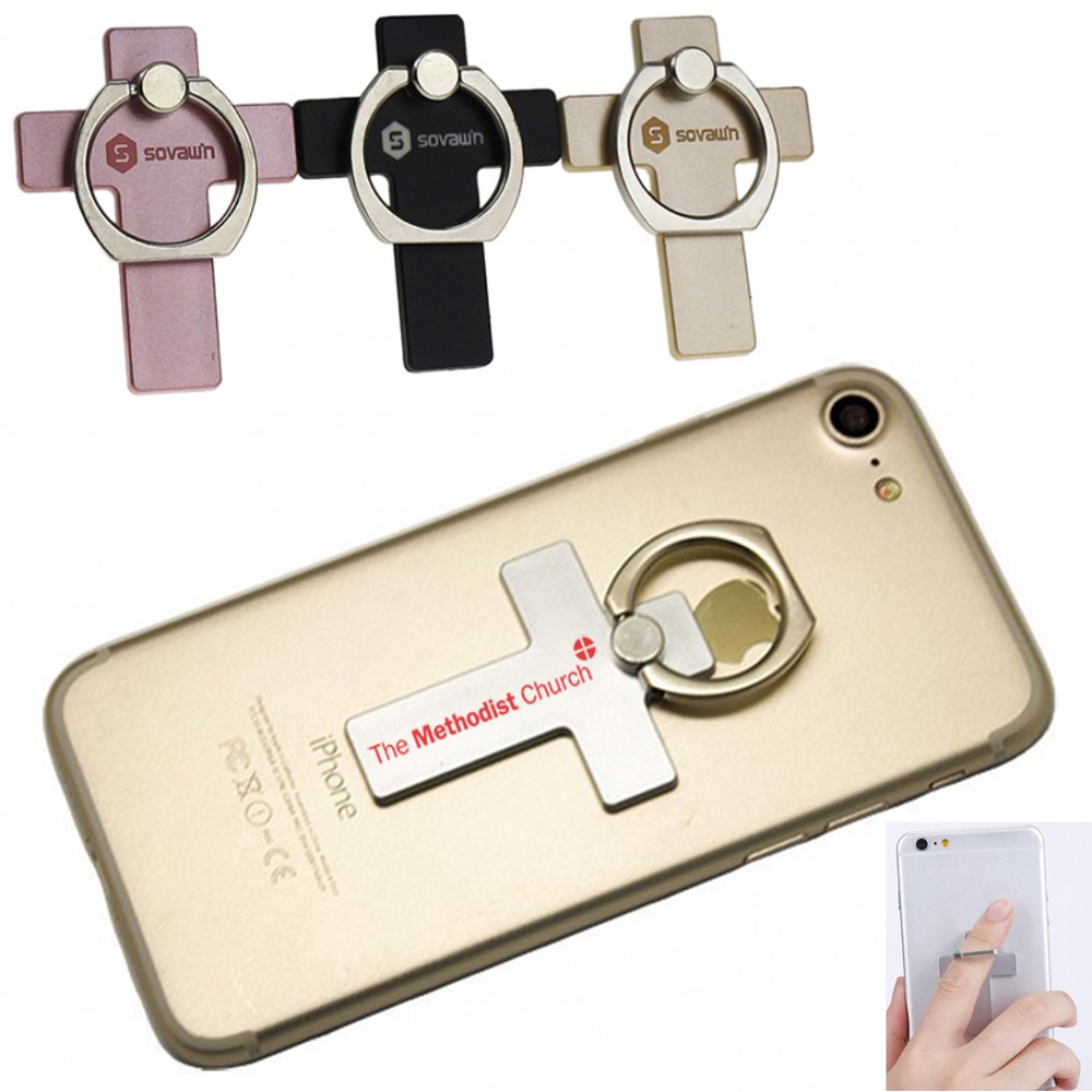 Personalized Cross Shaped - Washington Metal Adhesive Cell Phone Ring Grip holder and Stand
