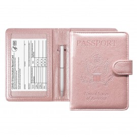 Passport Holder w/RFID Blocking Leather Wallet with Logo  Passport Holder w/RFID Blocking Leather Wallet with Logo