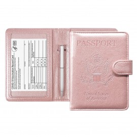 Passport Holder w/RFID Blocking Leather Wallet with Logo