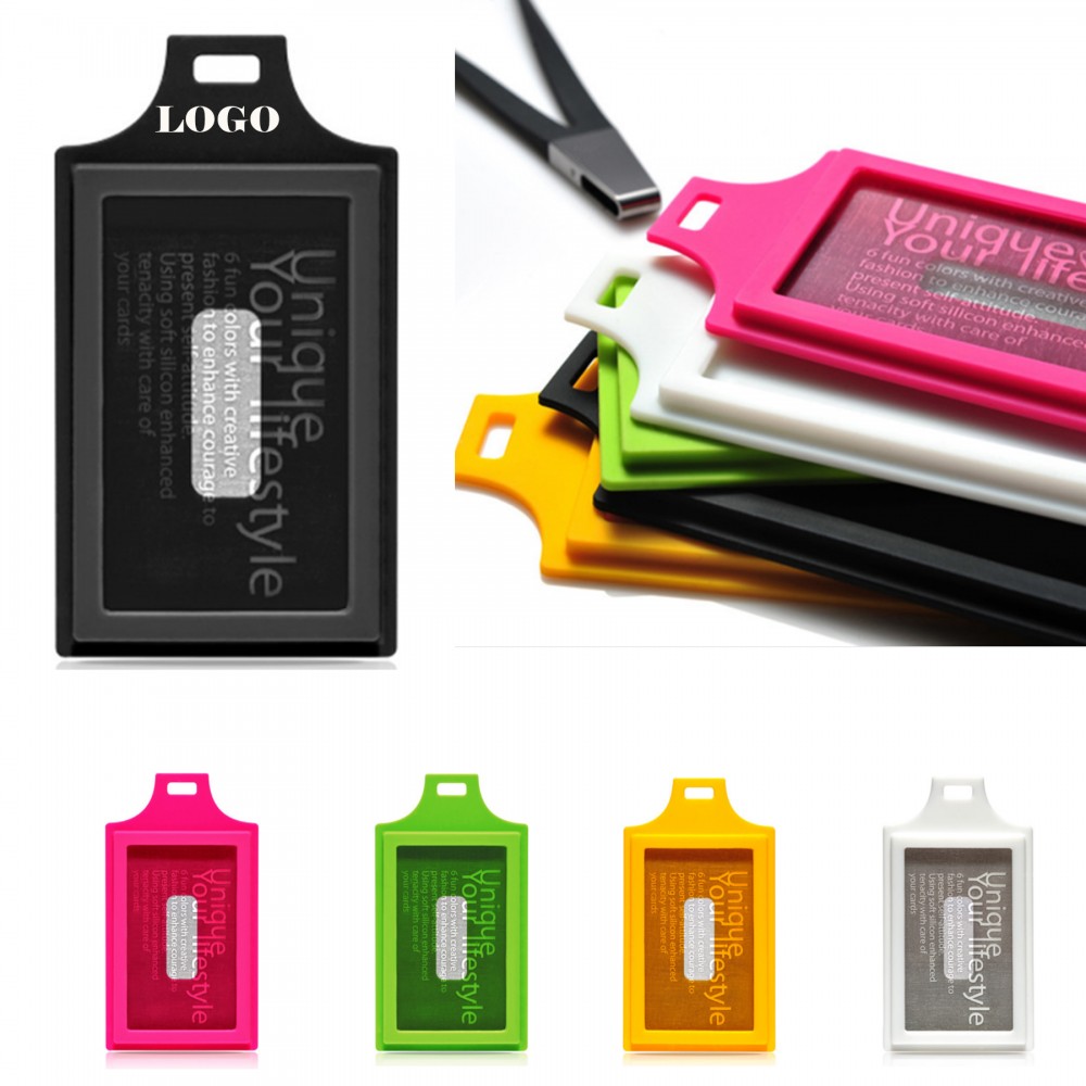Silicone Work Card Case w/Rope Custom Printed Silicone Work Card Case w/Rope Custom Printed