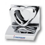 Personalized Chrome Metal Heart Business Card Holder