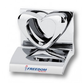 Custom Chrome Metal Heart Business Card Holder