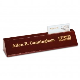 10 1/2" Rosewood Piano Finish Desk Wedge with Business Card Holder with Logo  10 1/2" Rosewood Piano Finish Desk Wedge with Business Card Holder with Logo