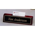 Rosewood Finish Name Wedge w/ Business Card Holder (8 1/4"x2"x1 1/4") with Logo