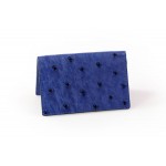 Ostrich Leather Business Card Case - Blueberry Custom Printed