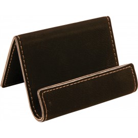Black/Gold Laserable Leatherette Holder Easel (3 1/2" x 2 1/2'') with Logo  Black/Gold Laserable Leatherette Holder Easel (3 1/2" x 2 1/2