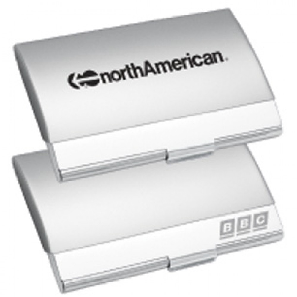 Personalized 3-3/4"x2-3/8"x3/8" Two Tone Silver Brass Card Case