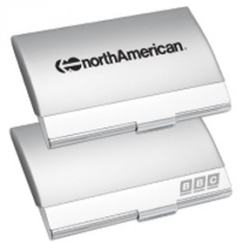 Personalized 3-3/4"x2-3/8"x3/8" Two Tone Silver Brass Card Case