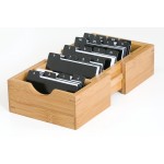 Personalized Bamboo Expandable Business Card Holder w/ 3 Removable Dividers & Alphabet Index Tabs