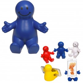 4" Fun Colorful Squeezable Smile Face Guy Phone Holder with Logo