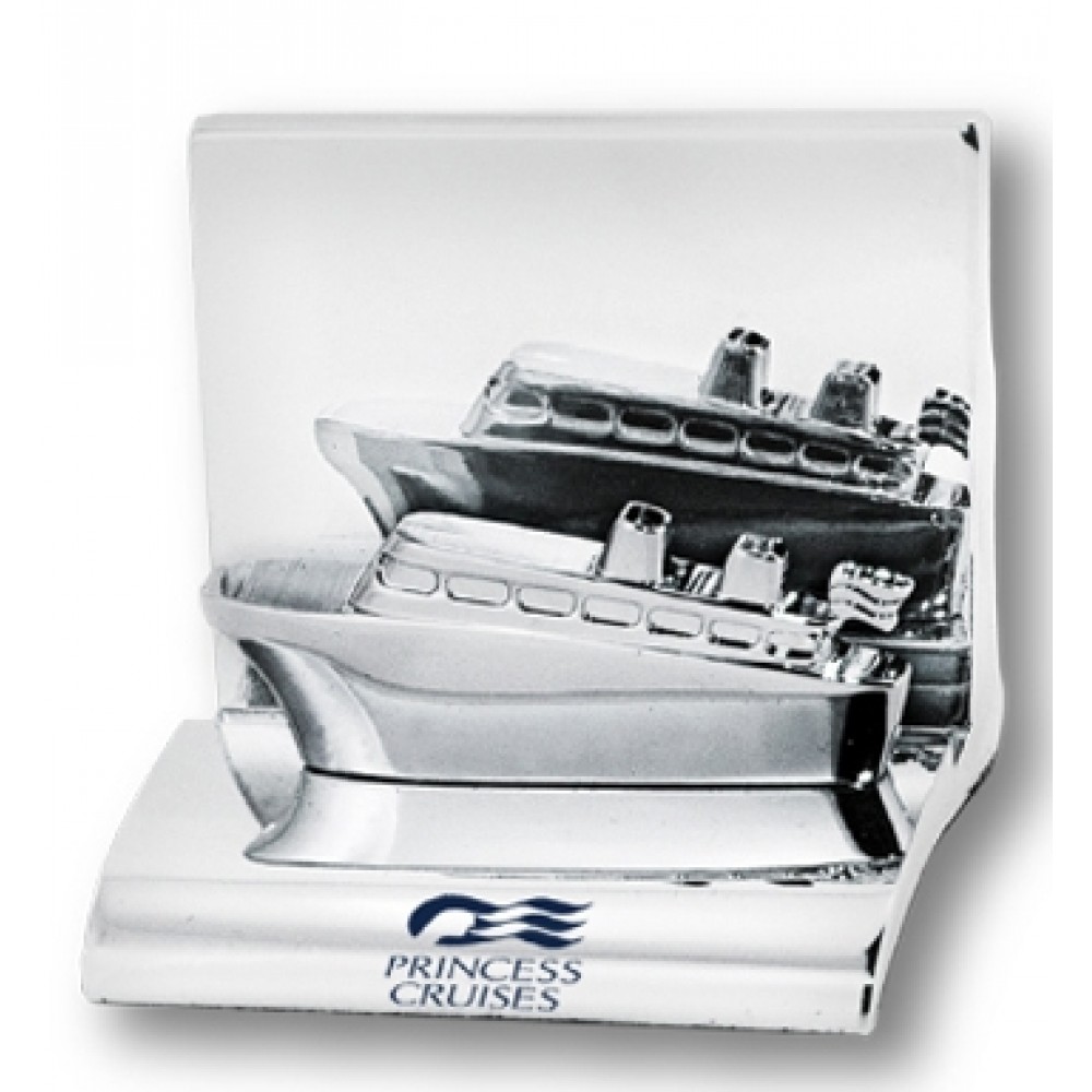 Customized Chrome Metal Cruise Ship Business Card Holder