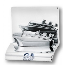 Chrome Metal Cruise Ship Business Card Holder with Logo  Chrome Metal Cruise Ship Business Card Holder with Logo