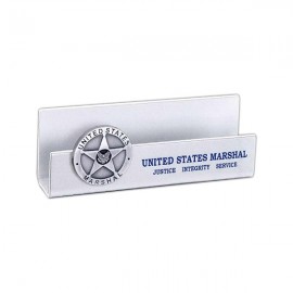 3-3/4"x3/4"x1-3/8" Metal Card Holder With Medallion with Logo  3-3/4"x3/4"x1-3/8" Metal Card Holder With Medallion with Logo