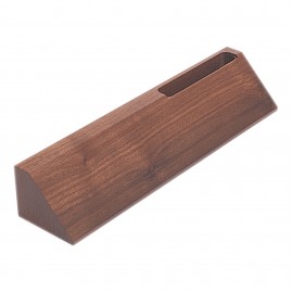 10" Genuine Walnut Desk Wedge with Business Card Holder with Logo