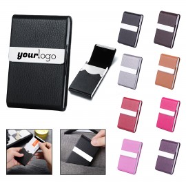 Leather Metal Business Card Box with Logo  Leather Metal Business Card Box with Logo