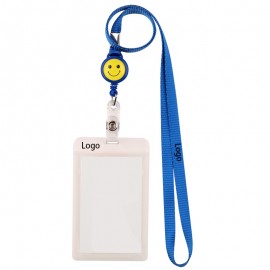 Transparent ID Card Badge Holder with Telescopic Lanyard with Logo