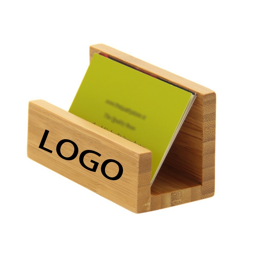 Bamboo Wood Desktop Business Card Holder with Logo Bamboo Wood Desktop Business Card Holder with Logo