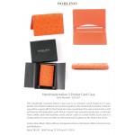 Ostrich Leather Business Card Case - Tangerine Logo Branded