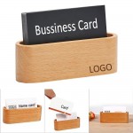 Personalized 4 1/3" Desktop Natural Wooden Business Card Holder