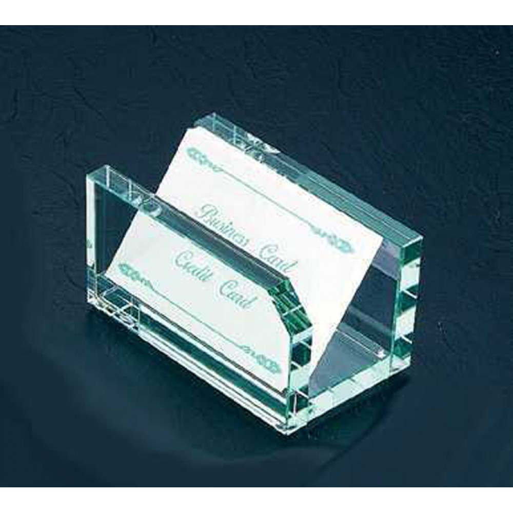 Logo Branded Extraordinaire Business Card Holder - Jade Glass Logo Branded Extraordinaire Business Card Holder - Jade Glass