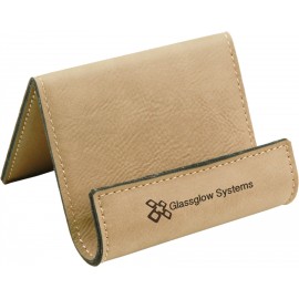 Light Brown Laserable Leatherette Holder Easel with Logo  Light Brown Laserable Leatherette Holder Easel with Logo