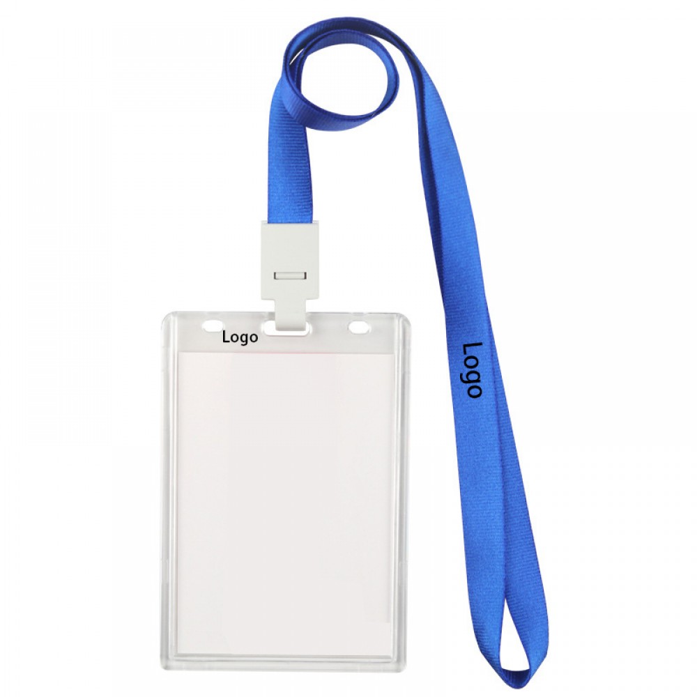 Acrylic Transparent ID Card Badge Holder with Lanyard with Logo