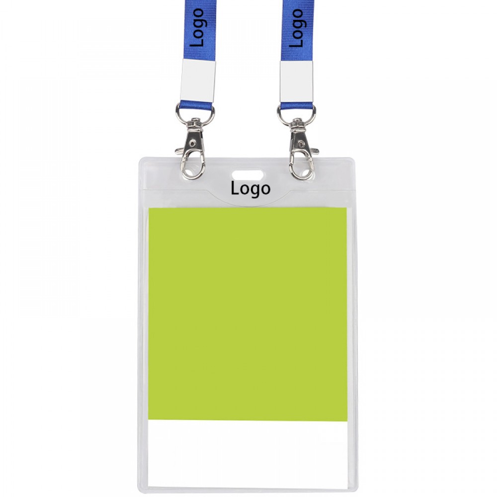 Logo Branded Double Hook Enlarged Transparent ID Card Badge Holder