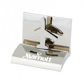 Chrome Airplane Business Card Holder with Logo  Chrome Airplane Business Card Holder with Logo