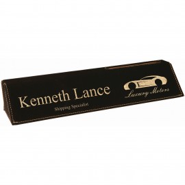 10 1/2" Black/Gold Laser Engraved Leatherette Desk Wedge with Business Card Holder with Logo  10 1/2" Black/Gold Laser Engraved Leatherette Desk Wedge with Business Card Holder with Logo