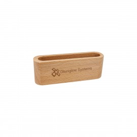 Customized 4" Beech Wood Business Card Holder  Customized 4" Beech Wood Business Card Holder